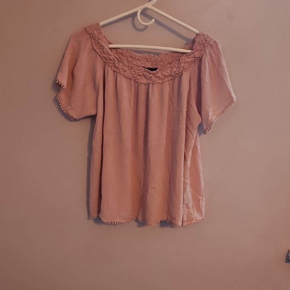 i jeans by Buffalo Pink Lace Trim Blouse